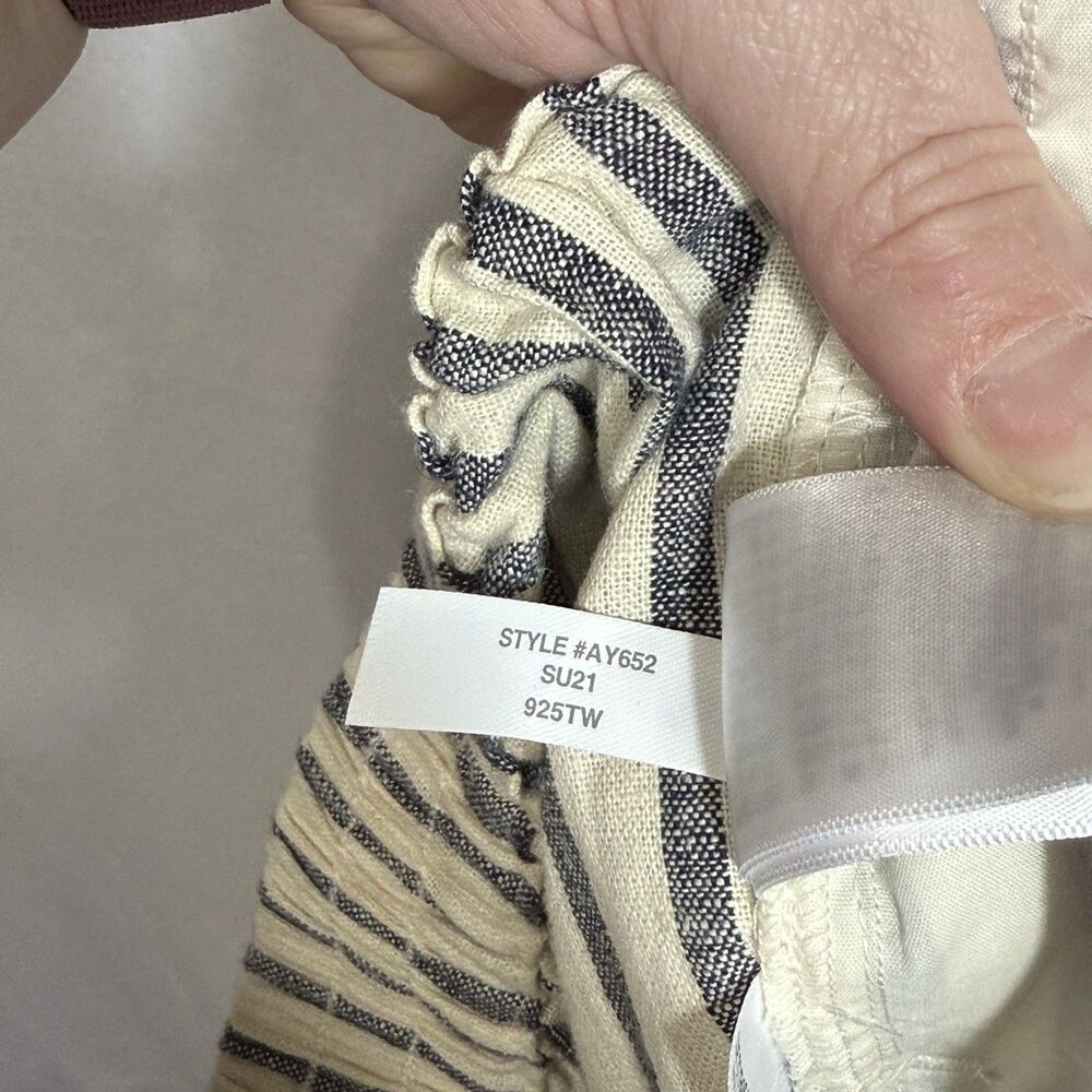 J.Crew Tie Waist Seaside Cropped Navy Stripe Pull On Pants Women's Size S AY652 - Picture 11 of 11